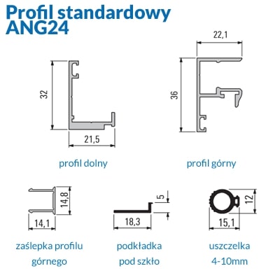 profil do szkła między szafkami w kuchni