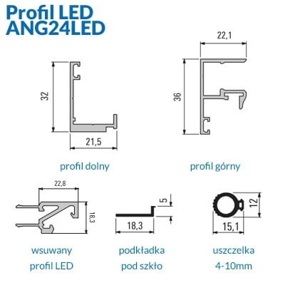 profil do szkła między szafkami w kuchni